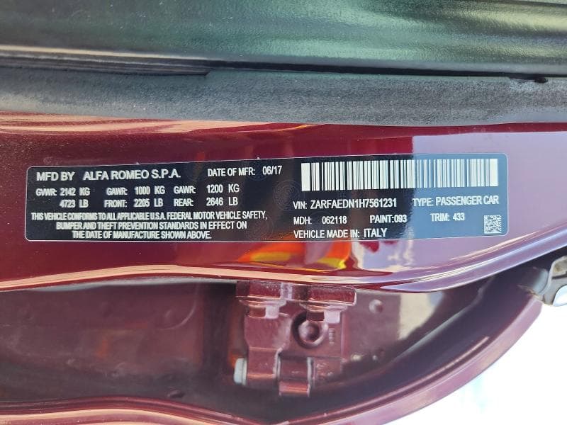 2017 ALFA ROMEO GIULIA Q4 12