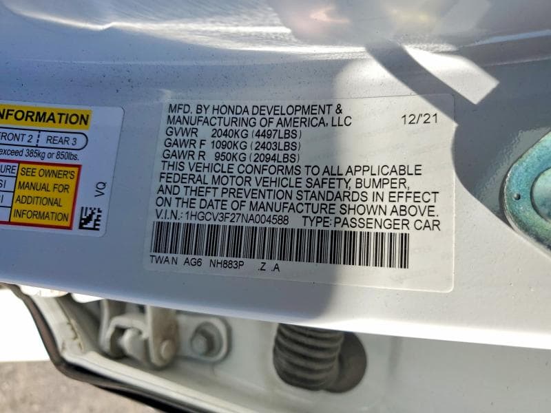 2022 HONDA ACCORD HYBRID SPORT 12