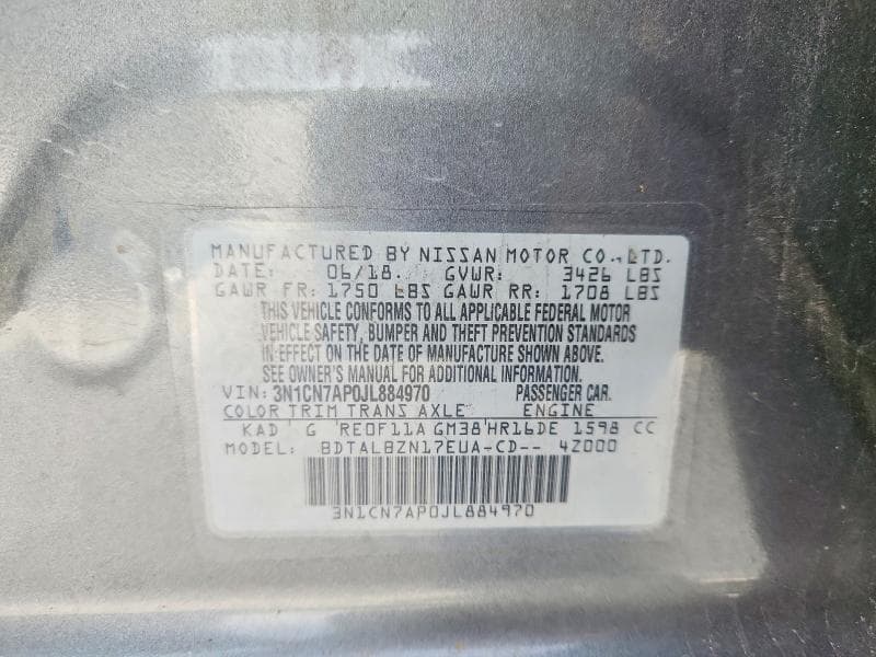 2018 NISSAN VERSA SV 13