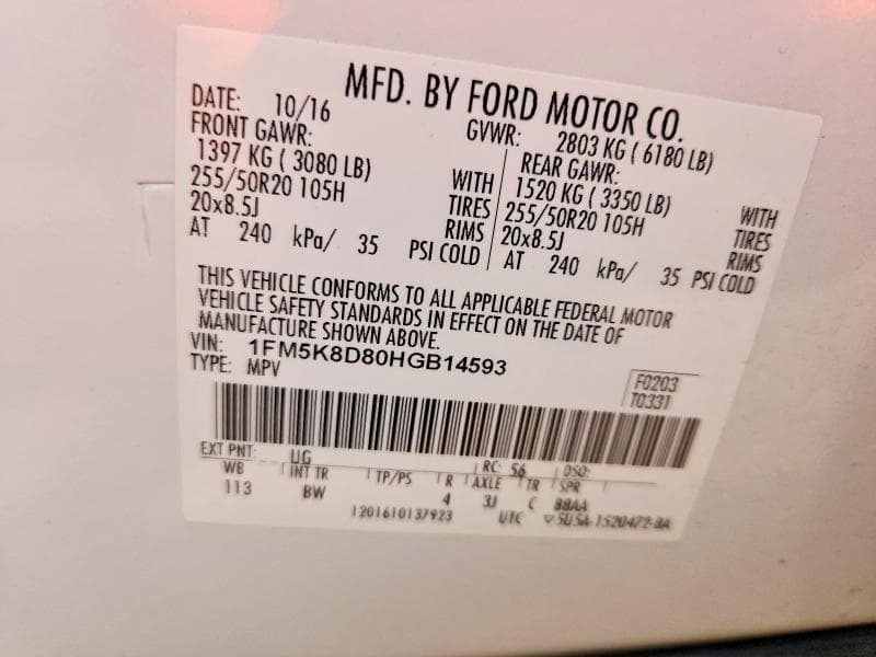 2017 FORD EXPLORER XLT 12