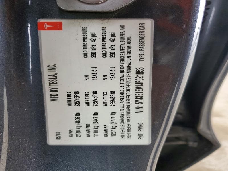 2018 TESLA MODEL 3 13