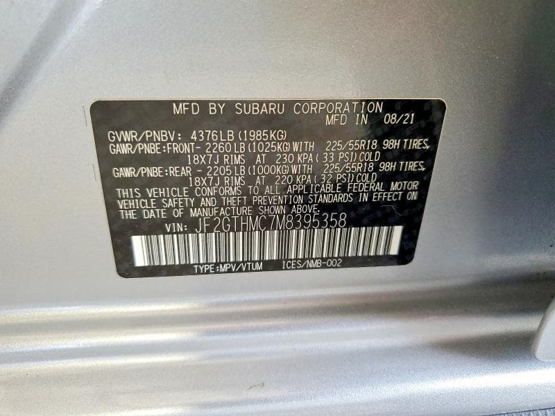 2021 SUBARU CROSSTREK LIMITED 14