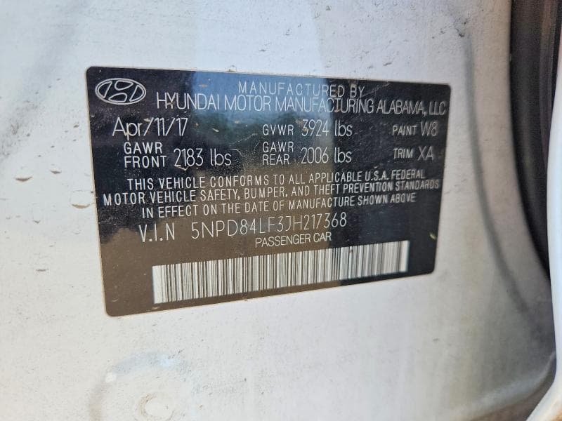 2018 HYUNDAI ELANTRA SEL SEL 12