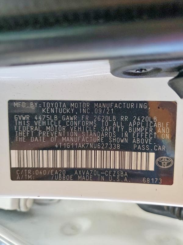 2022 TOYOTA CAMRY SE 12