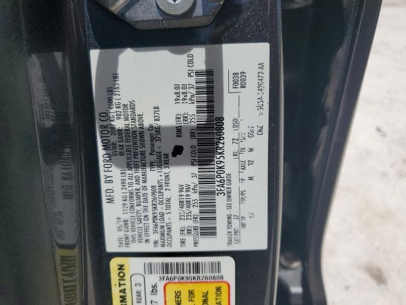 2019 FORD FUSION TITANIUM 12