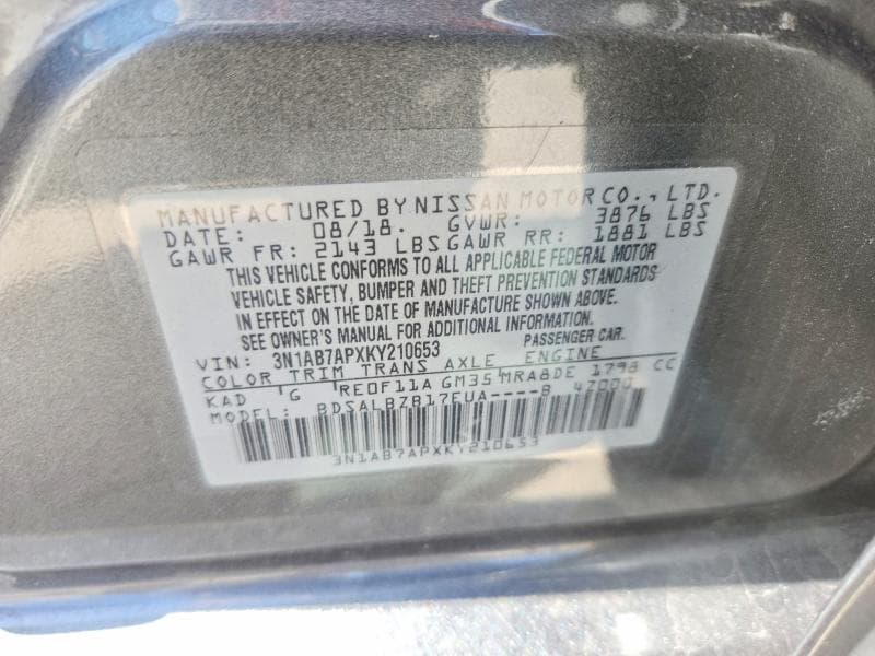 2019 NISSAN SENTRA S 13