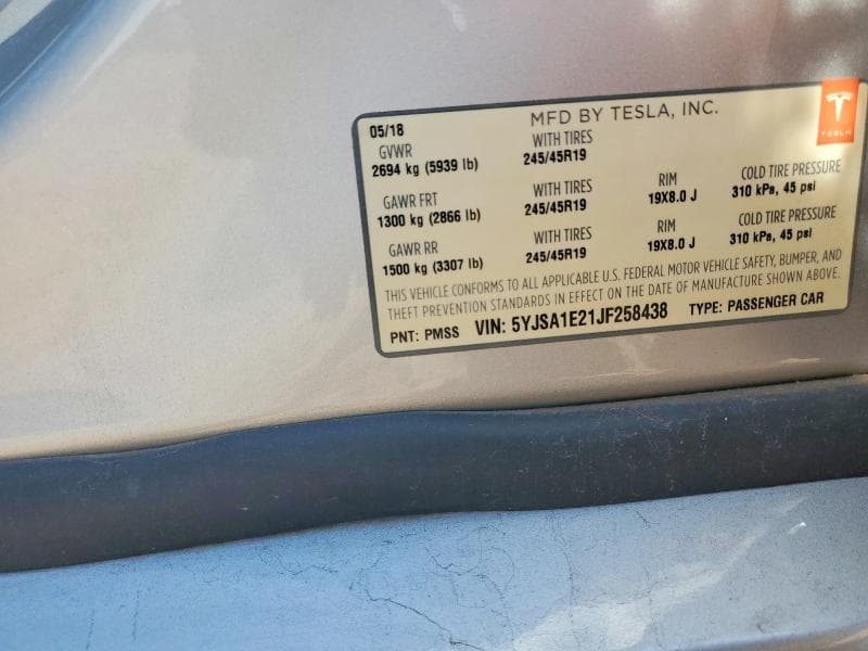2018 TESLA MODEL S 12