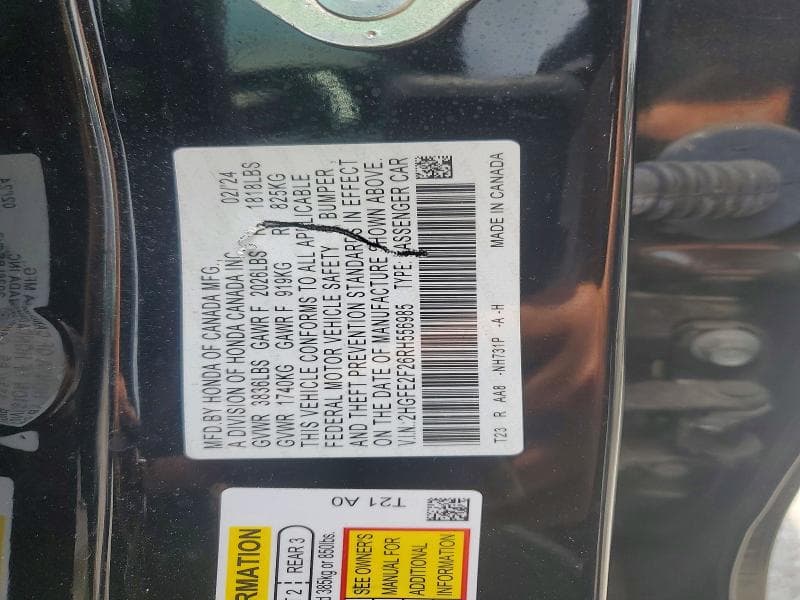 2024 HONDA CIVIC LX 12