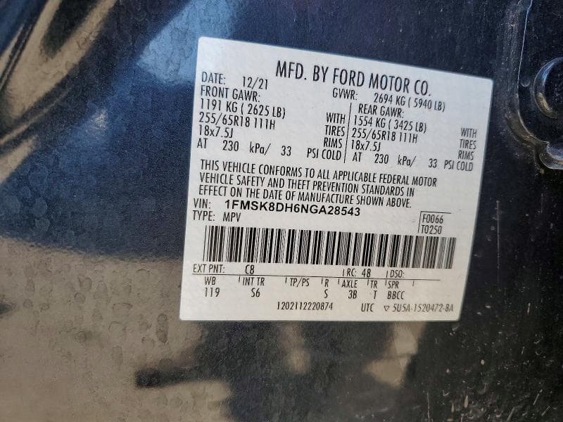 2022 FORD EXPLORER XLT 13