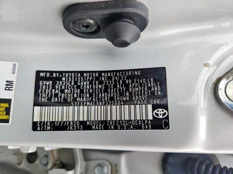 2022 TOYOTA COROLLA LE 13