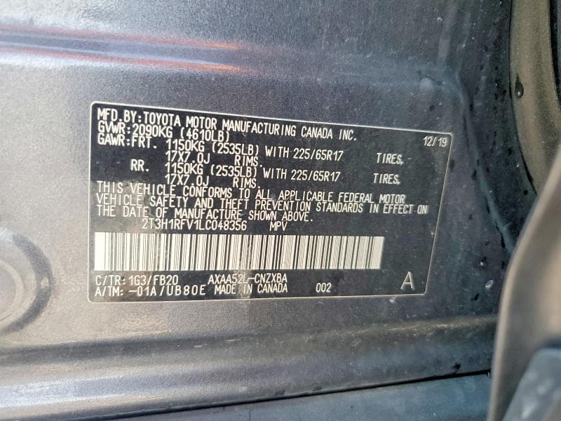2020 TOYOTA RAV4 LE 12