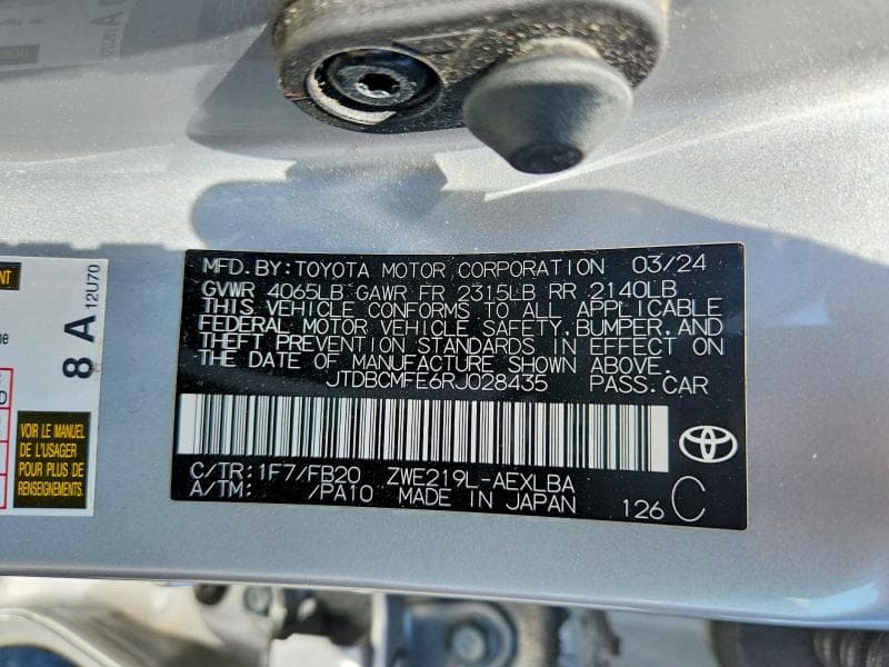 2024 TOYOTA COROLLA HYBRID LE 12