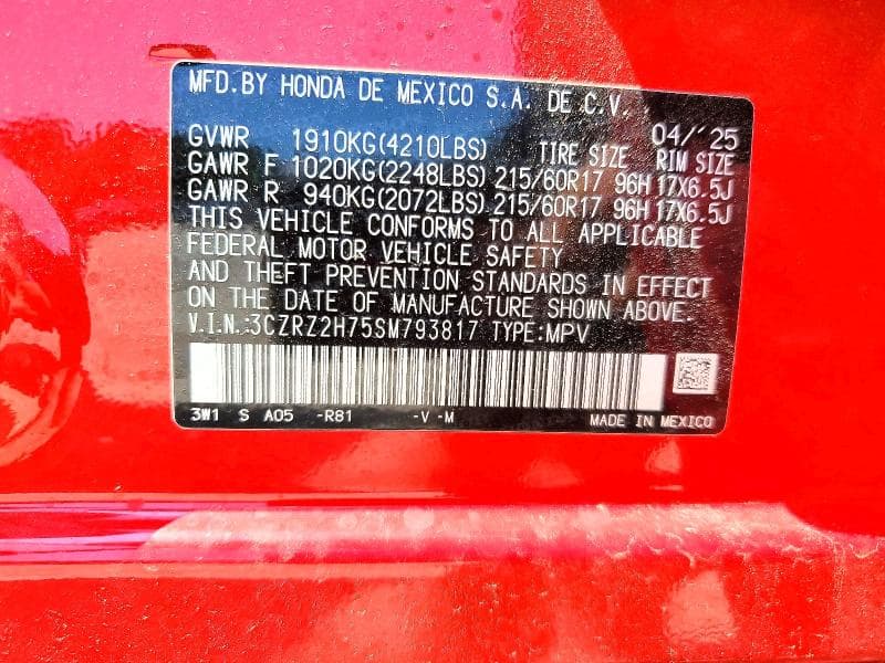 2025 HONDA HR-V EXL 13