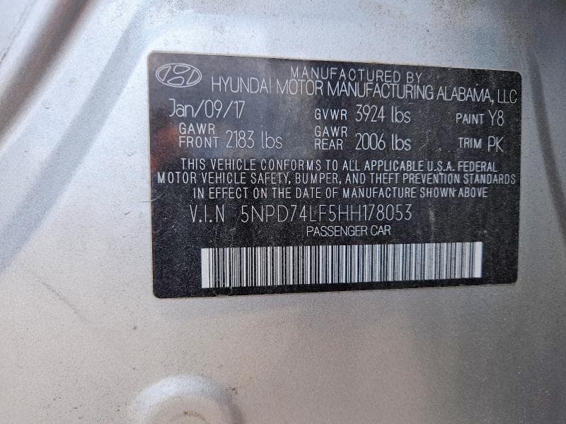 2017 HYUNDAI ELANTRA SE 13