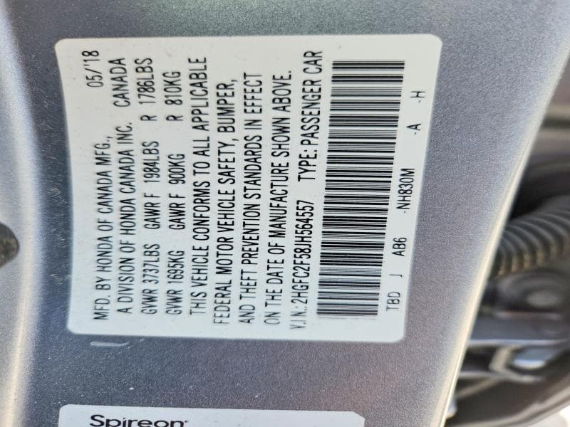 2018 HONDA CIVIC LX 12