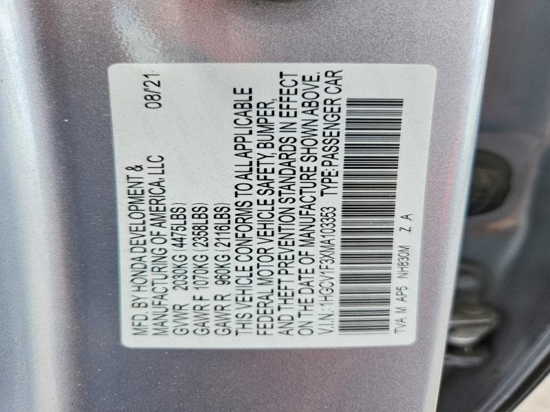 2021 HONDA ACCORD SPORT 12