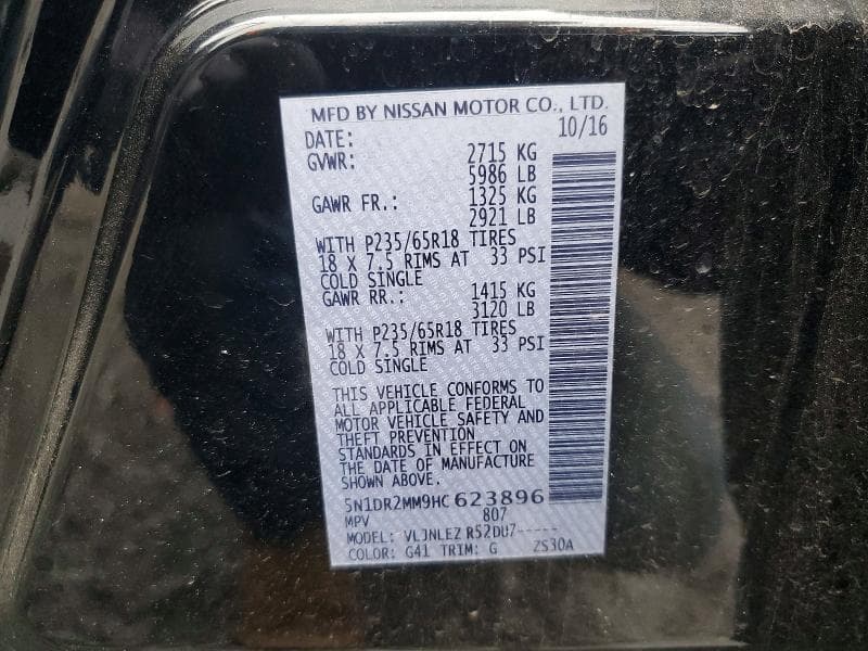 2017 NISSAN PATHFINDER SV 13