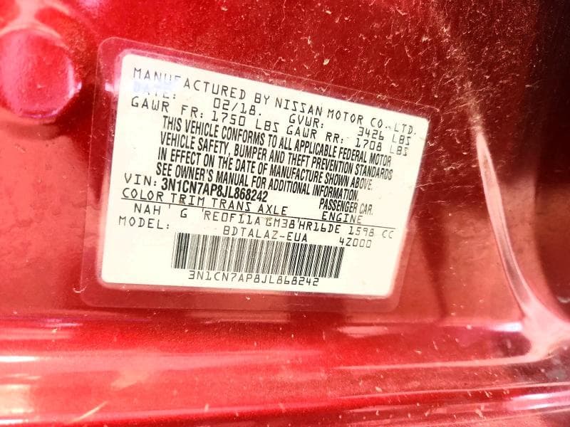 2018 NISSAN VERSA S PLUS 13