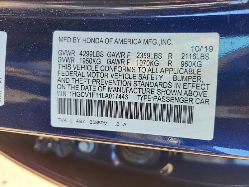2020 HONDA ACCORD LX 12