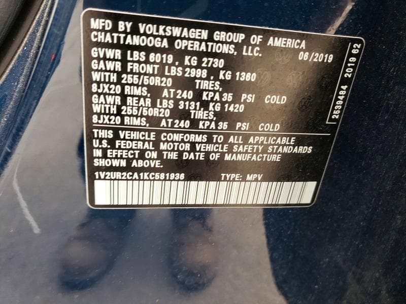 2019 VOLKSWAGEN ATLAS SE SE 13