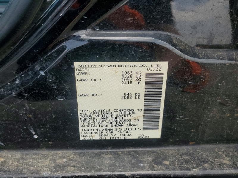 2022 NISSAN ALTIMA SR 12
