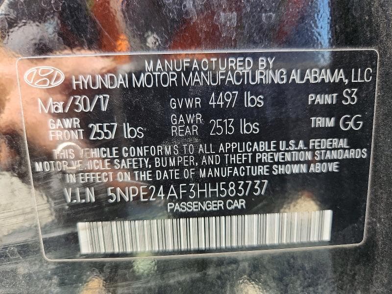 2017 HYUNDAI SONATA SE 12