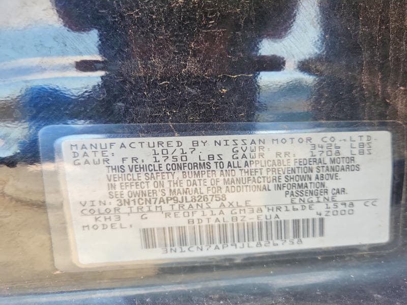 2018 NISSAN VERSA SV 12