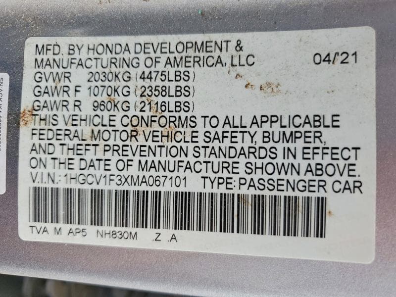 2021 HONDA ACCORD SPORT 12