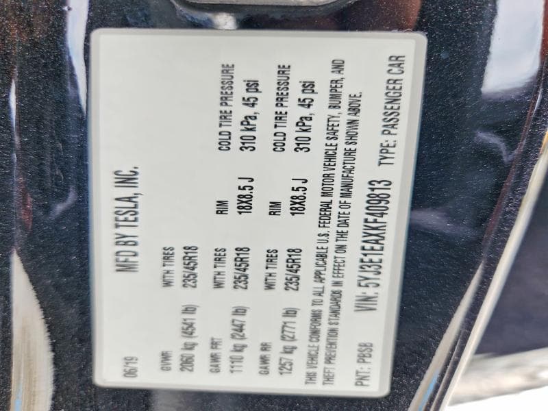 2019 TESLA MODEL 3 12
