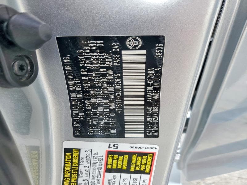 2018 TOYOTA CAMRY LE 13
