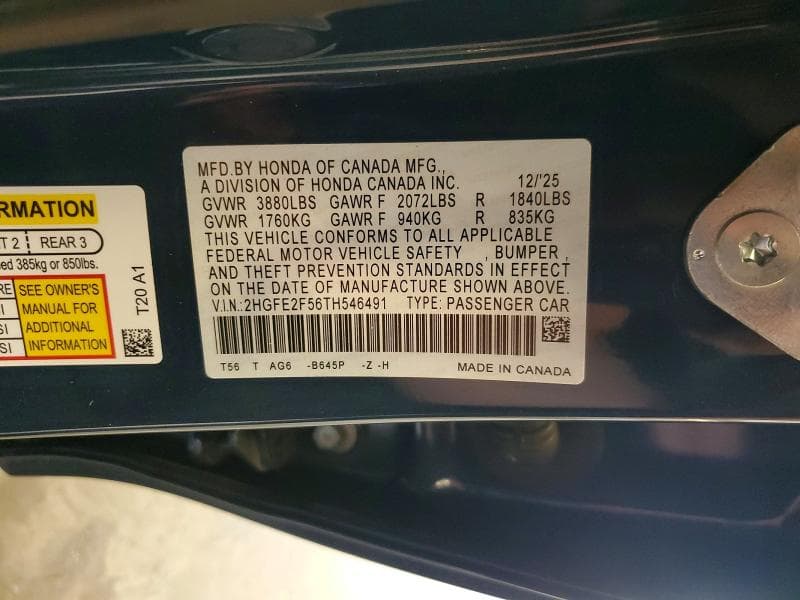 2026 HONDA CIVIC SPORT 12