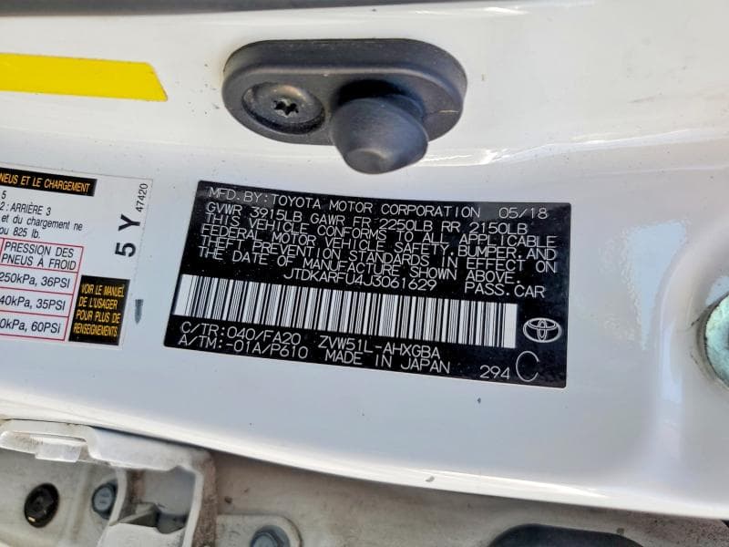 2018 TOYOTA PRIUS THREE 12