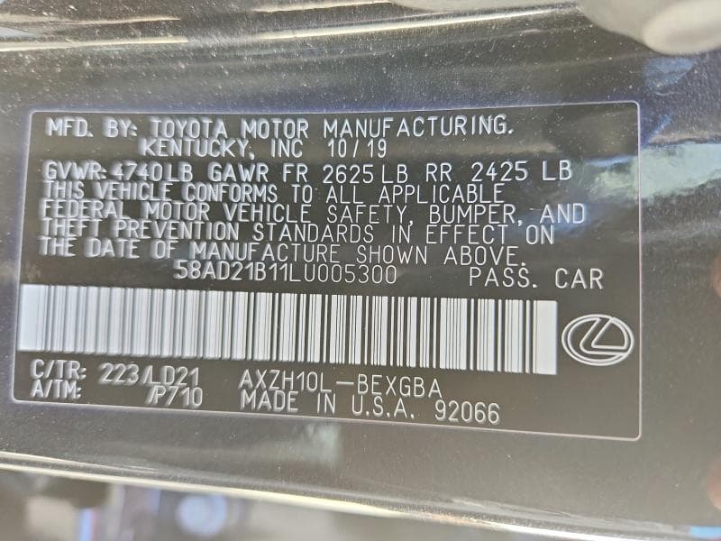 2020 LEXUS ES 300H 13