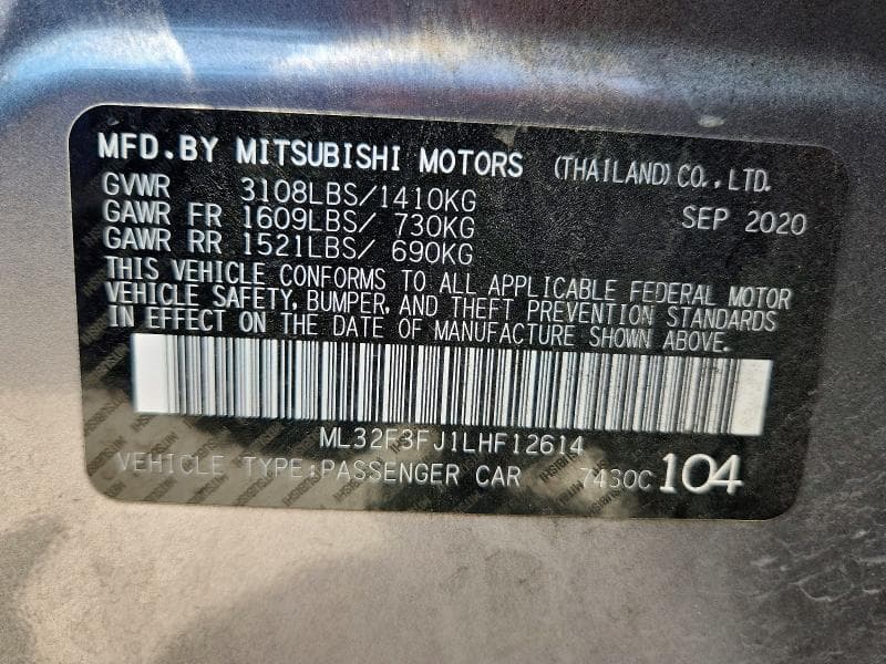 2020 MITSUBISHI MIRAGE G4 ES 12