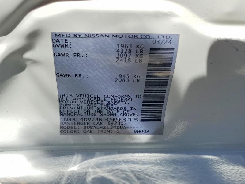 2024 NISSAN ALTIMA SV 12