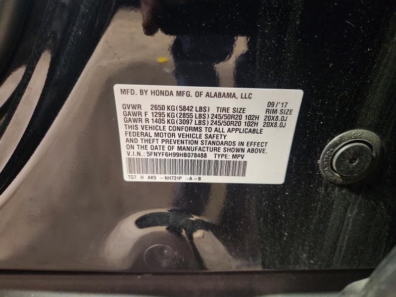 2017 HONDA PILOT TOURING 13