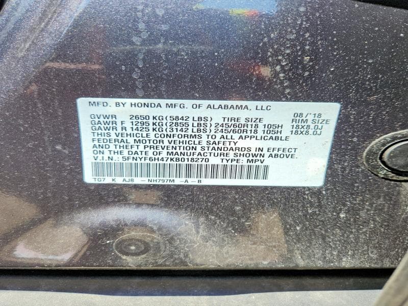 2019 HONDA PILOT EXL 13