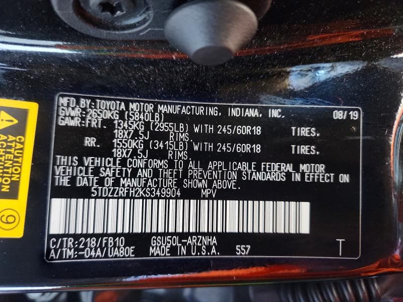 2019 TOYOTA HIGHLANDER LE 14