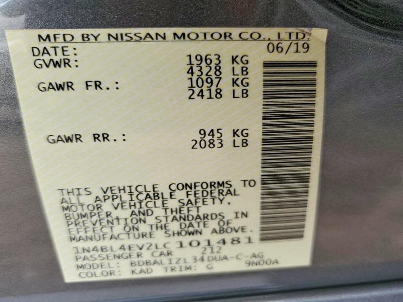 2020 NISSAN ALTIMA SL 12