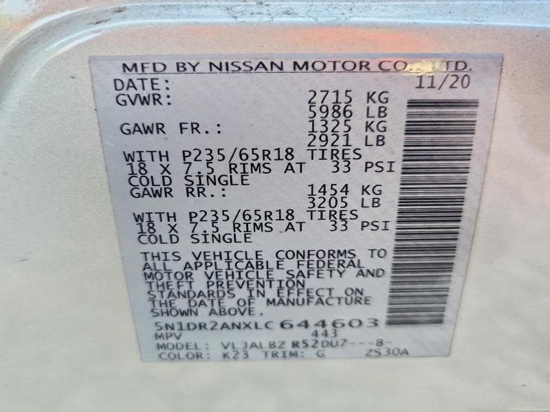 2020 NISSAN PATHFINDER S 13