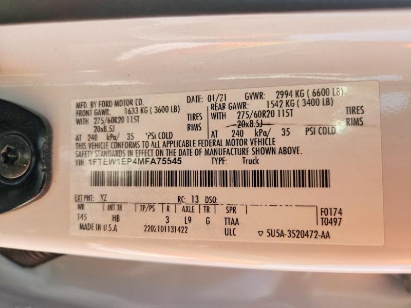 2021 FORD F150 SUPERCREW 13