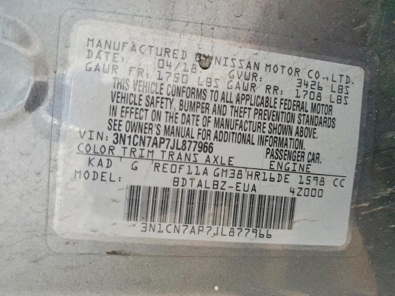 2018 NISSAN VERSA SV 12