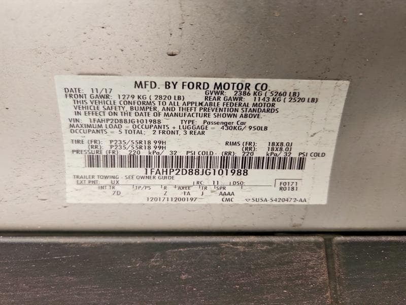 2018 FORD TAURUS SE 12