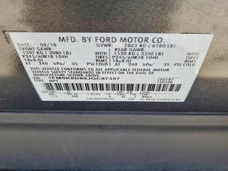 2018 FORD EXPLORER XLT 13