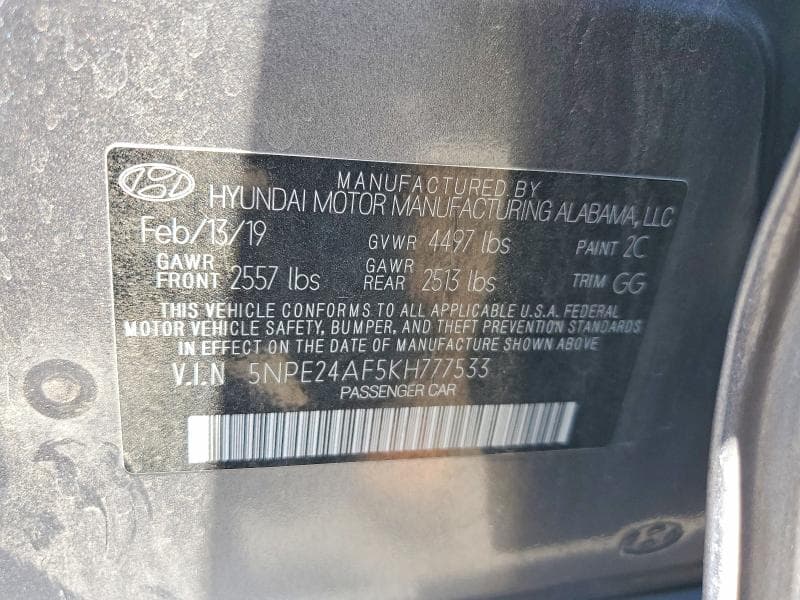 2019 HYUNDAI SONATA SE 12