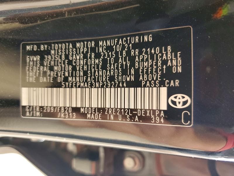 2022 TOYOTA COROLLA LE 13