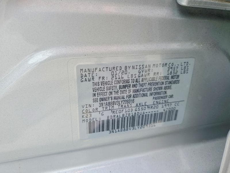 2020 NISSAN SENTRA S 12