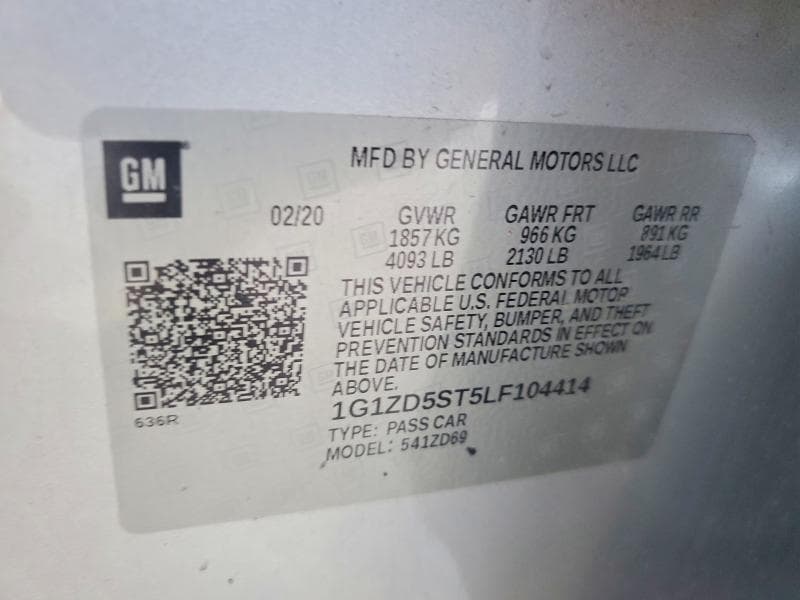 2020 CHEVROLET MALIBU LT 12