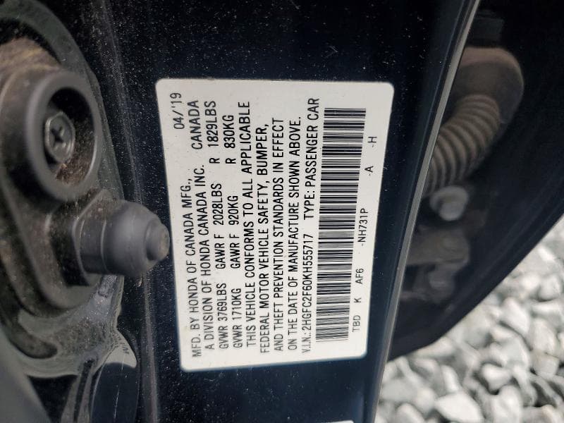 2019 HONDA CIVIC LX 12