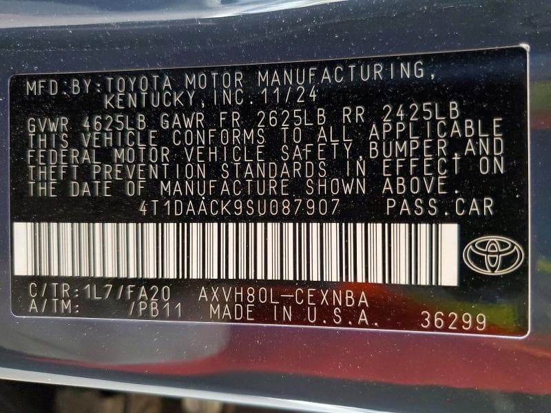 2025 TOYOTA CAMRY LE 12